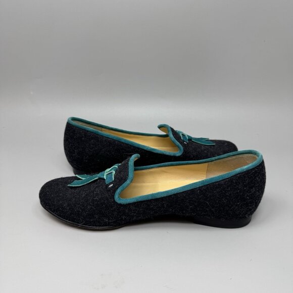 Cole Haan Sabrina Wool Charcoal Gray Teal Loafers Slip On Flats Women’s Sz 6B - Picture 2 of 10